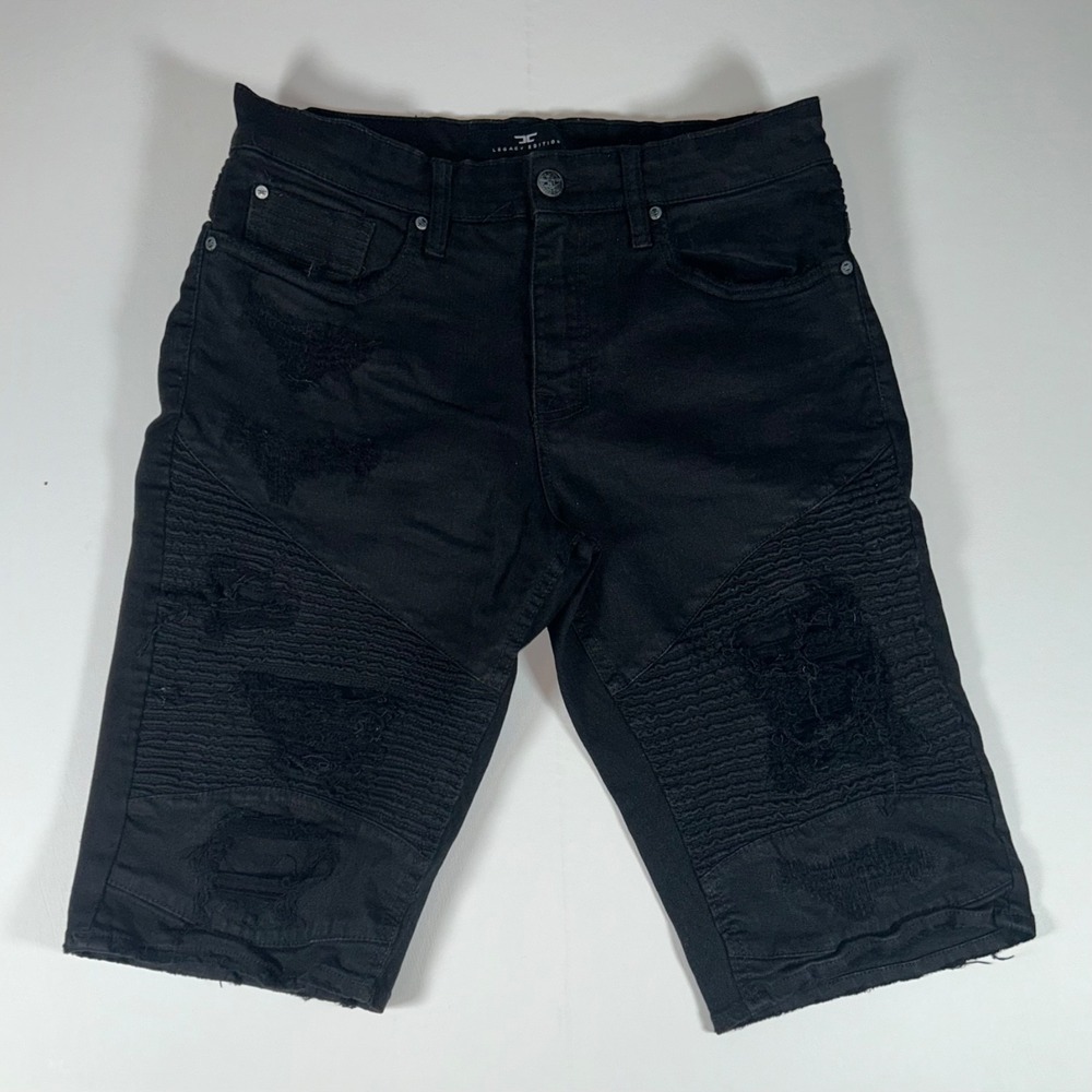 Jordan Craig Legacy Edition Mens 32 Black Distressed Moto Denim Shorts